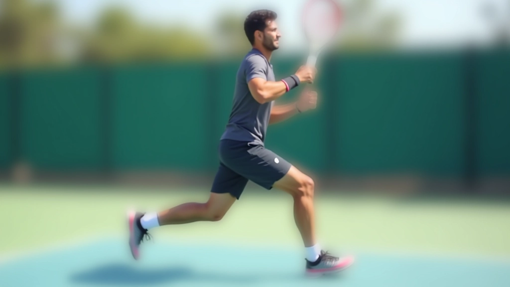 تمرين الخطوات المتقاطعة - لاعب تنس يقوم بحركات جانبية متقاطعة على الملعب